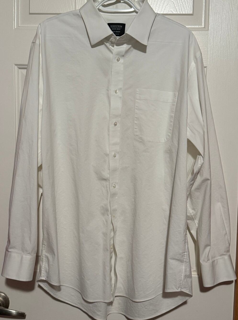 Nordstrom Men's Shop Tech-Smart Traditional Fit White Dress Shirt Size 17 34-35